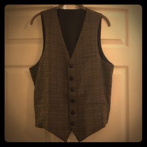 Men’s plaid beige tweed waistcoat vest adjustable